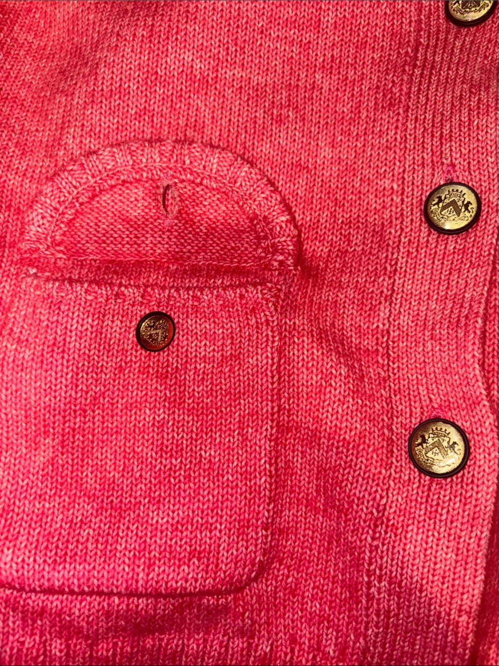 Talbots Coral Pink V-Neck Button Front Pocket Cardigan - Picture 8 of 9
